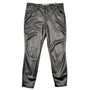 SOFT SURROUNDINGS 2DF67 Black Faux Leather Hi Rise Skinny Ankle Pants SIZE 16